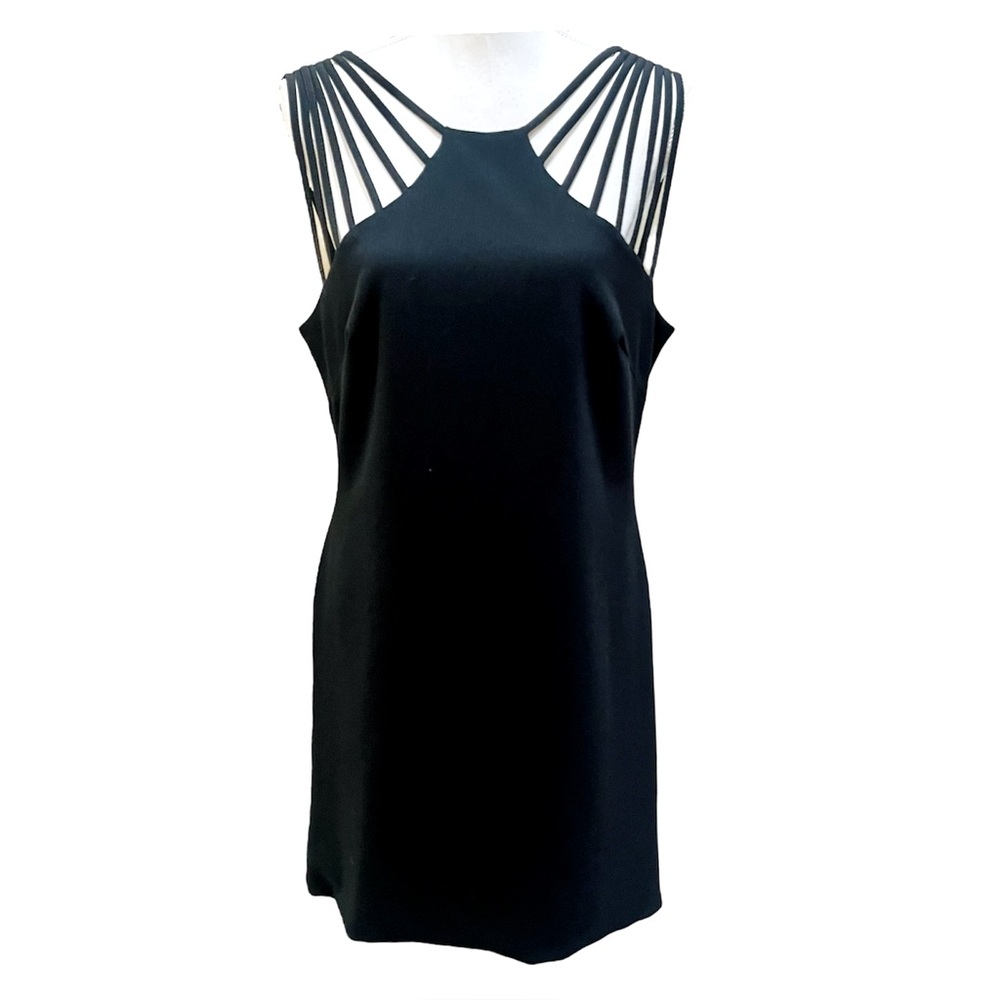 Dress the Population Cora Black Strappy Sheath Dress Large